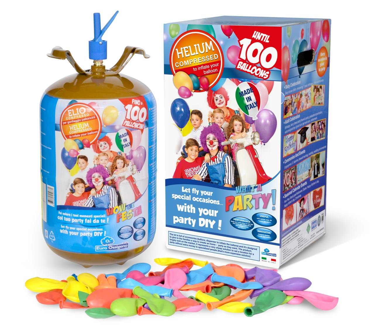 Kit Party 100, bombola usa e getta con confezione