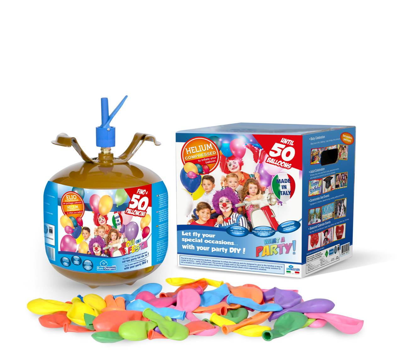 Kit Party 50, bombola usa e getta con confezione