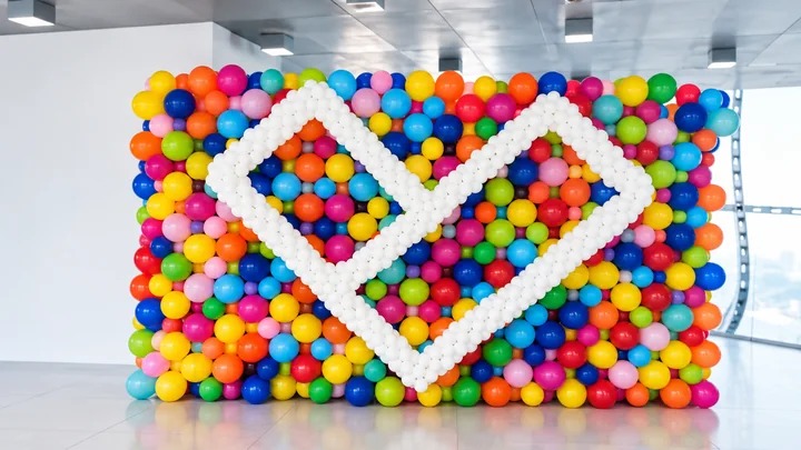 Parete di palloncini multicolore