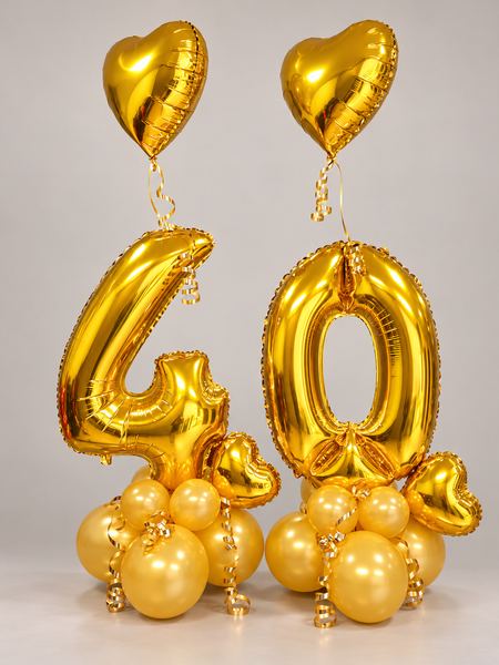 Quarantesimo compleanno con cuori dorati