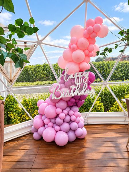 Colonna Happy Birthday rosa e lilla